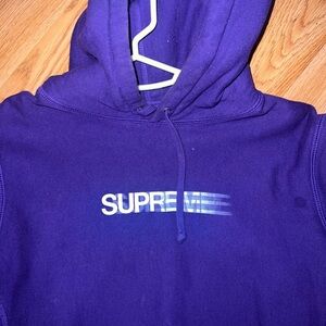 Supreme Purple Pullover Hoodie with Red Label